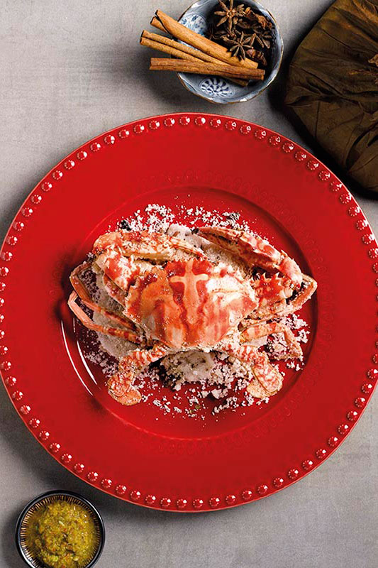 Saltbaked flower crab in lotus leaf recipe epicure Magazine