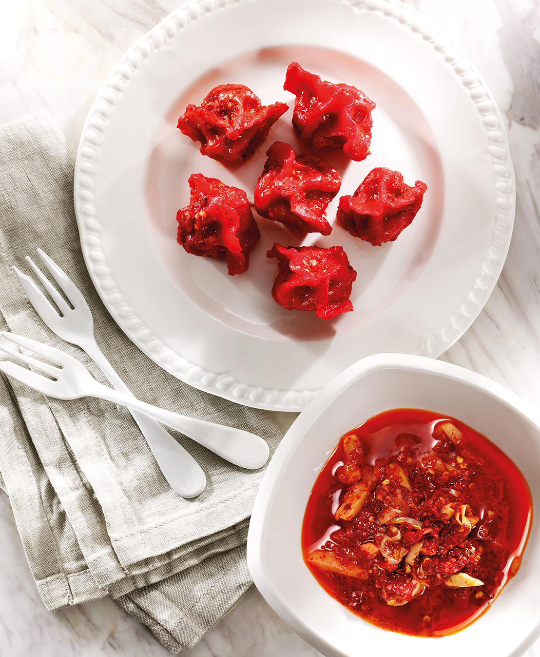 Red hot chilli dumplings with bamboo shoots recipe epicure Magazine