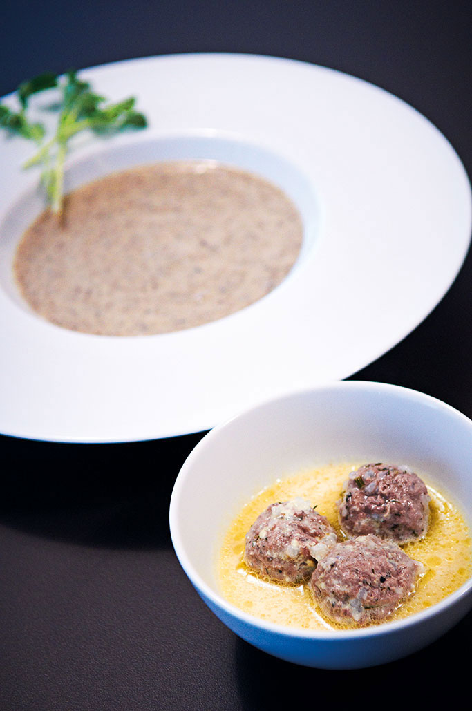 Yiouvarlakia in avgolemono sauce (greek meatballs in a lemonegg sauce