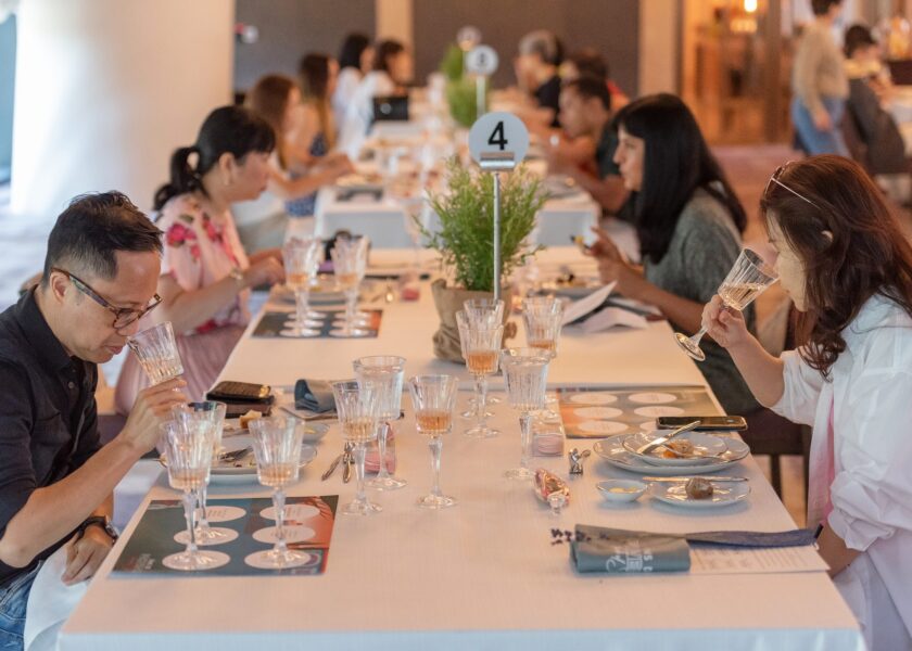 Trying different Provence rosés at the six-course lunch