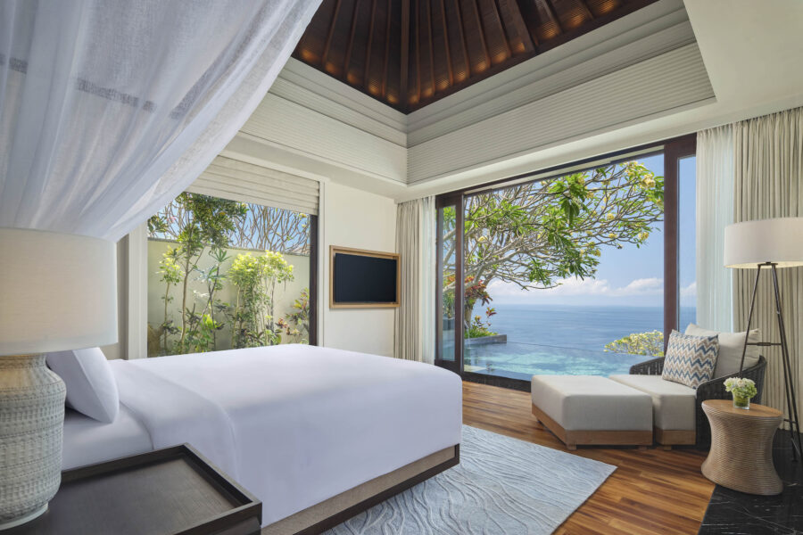 A panoramic ocean view from the villa of Umana Bali, LXR Hotels & Resorts