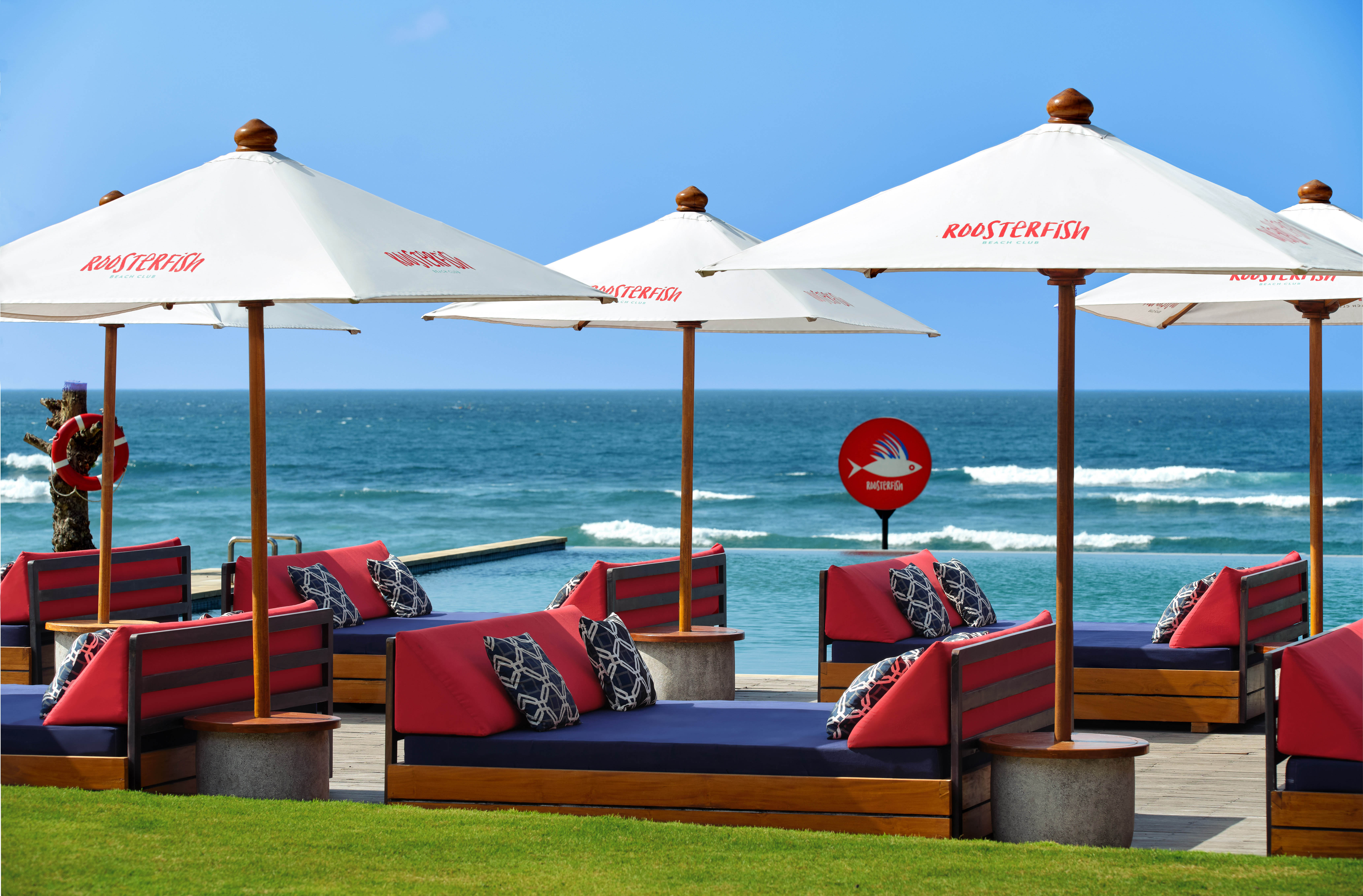 Day Bed facing the ocean at Roosterfish Beach Club