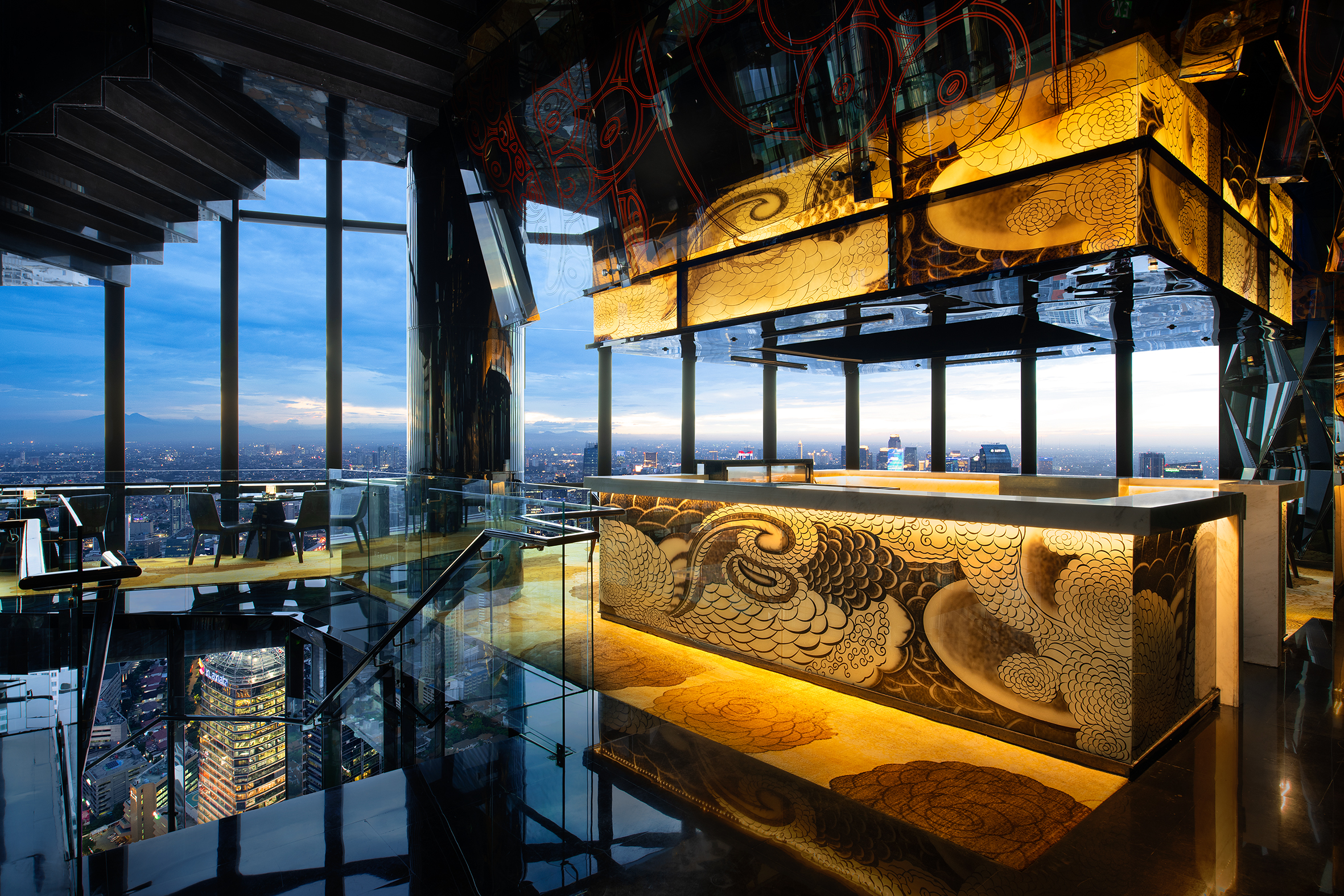 Henshin dining area boasts spectacular views of the Jakarta skyline
