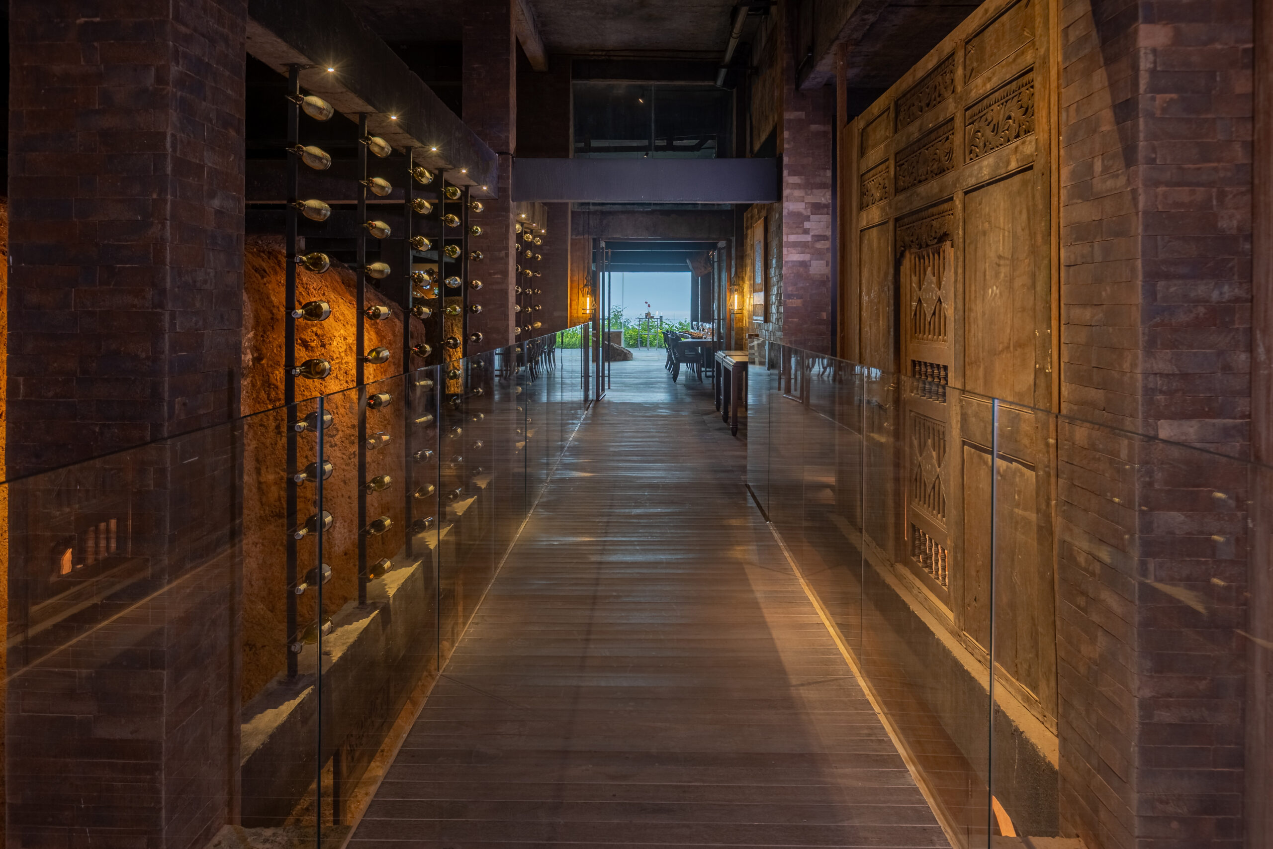The elegant path leading to Mantra private dining area