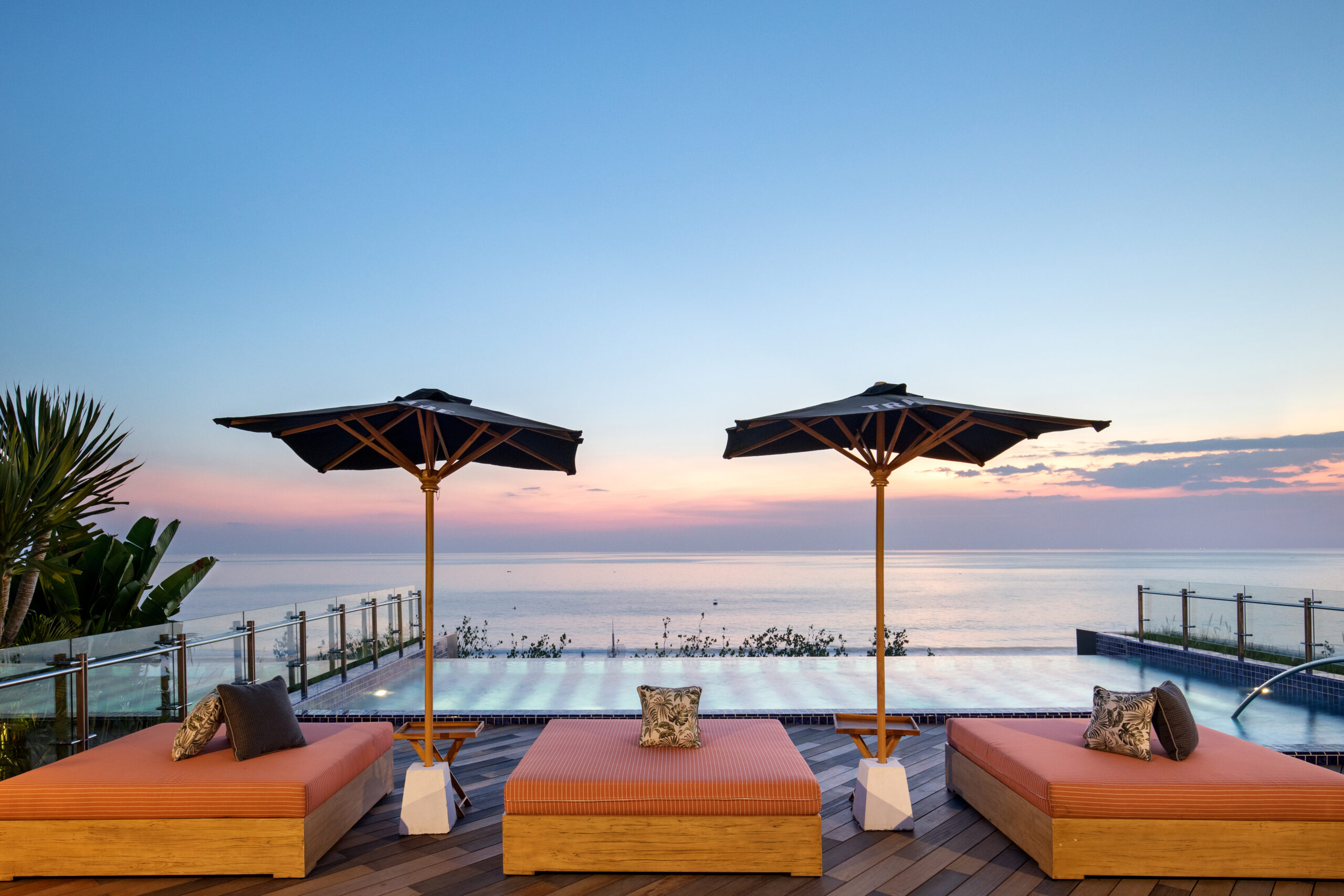 The view from TRIBE Bali Kuta Beach rooftop pool