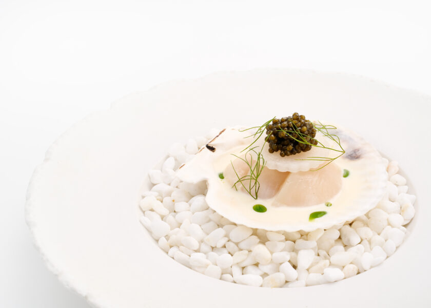 Hokkaido Scallop with Caviar at The cave