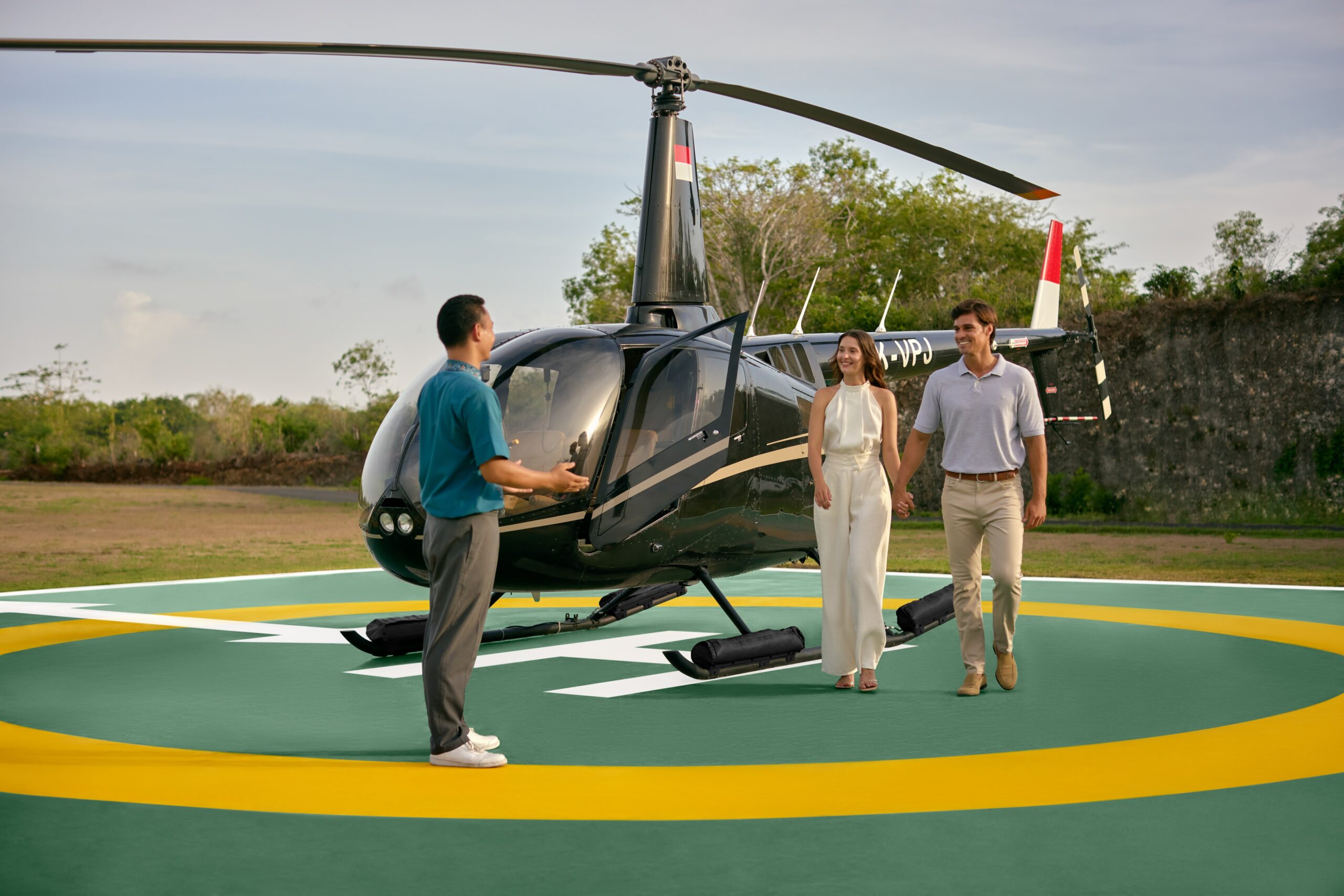 Flying in helicopter