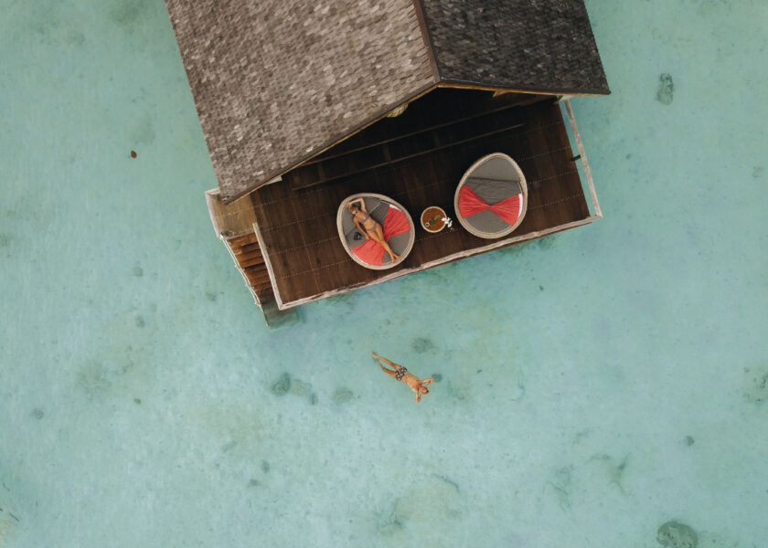 Bawah Reserve: Overwater bungalow above the lagoon at Bawah Reserve, South China Sea