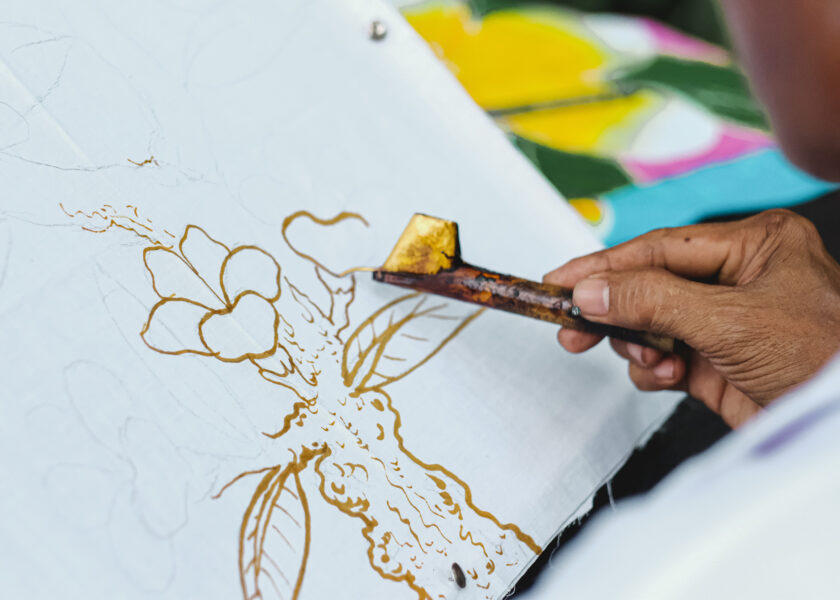 Balinese artisans crafting festive season decorations at Four Seasons Bali