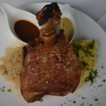 pork knuckle, goopy german mustard, oven roasted pork knuckle 